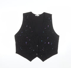 TEE N TEE Womens Black Beaded Cotton Camisole Vest Top L