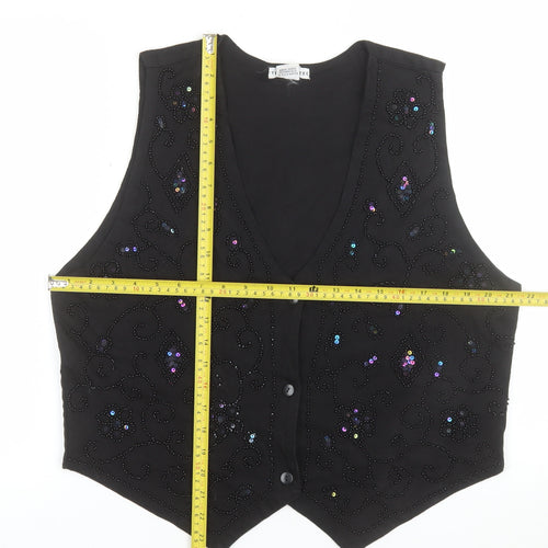 TEE N TEE Womens Black Beaded Cotton Camisole Vest Top L