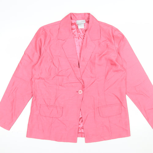 Blair Women's Pink Polyester Blazer Size 10 Lined Single-Breasted