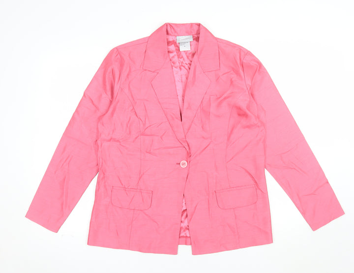 Blair Women's Pink Polyester Blazer Size 10 Lined Single-Breasted