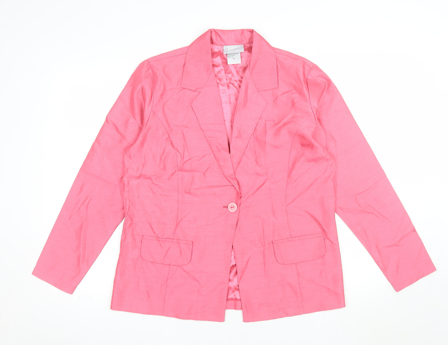 Blair Women's Pink Polyester Blazer Size 10 Lined Single-Breasted