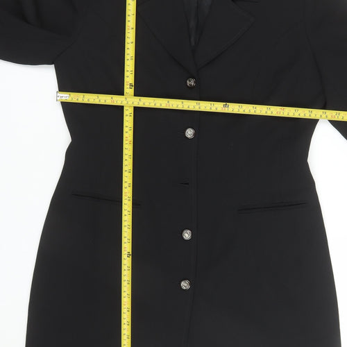 Bergamo Women’s Black Wool Long Overcoat Size 12 Classic Buttoned