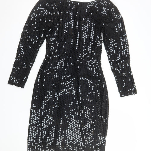Icinoo Women's Black Sequin Bodycon Party Dress Size 8