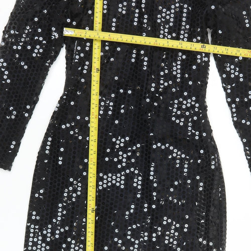Icinoo Women's Black Sequin Bodycon Party Dress Size 8