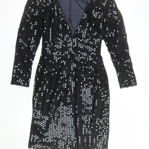 Icinoo Women's Black Sequin Bodycon Party Dress Size 8
