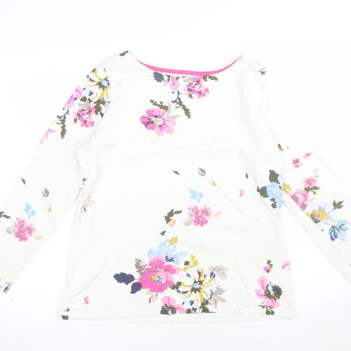 Joules Women’s White Floral Long Sleeve Cotton T-Shirt UK 12