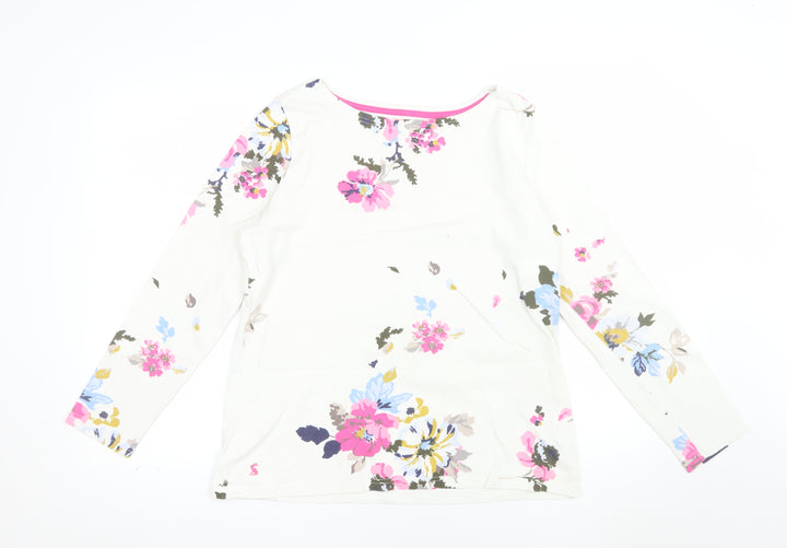 Joules Women’s White Floral Long Sleeve Cotton T-Shirt UK 12