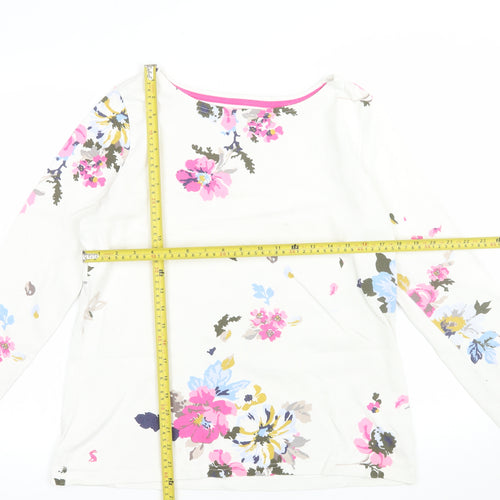 Joules Women’s White Floral Long Sleeve Cotton T-Shirt UK 12