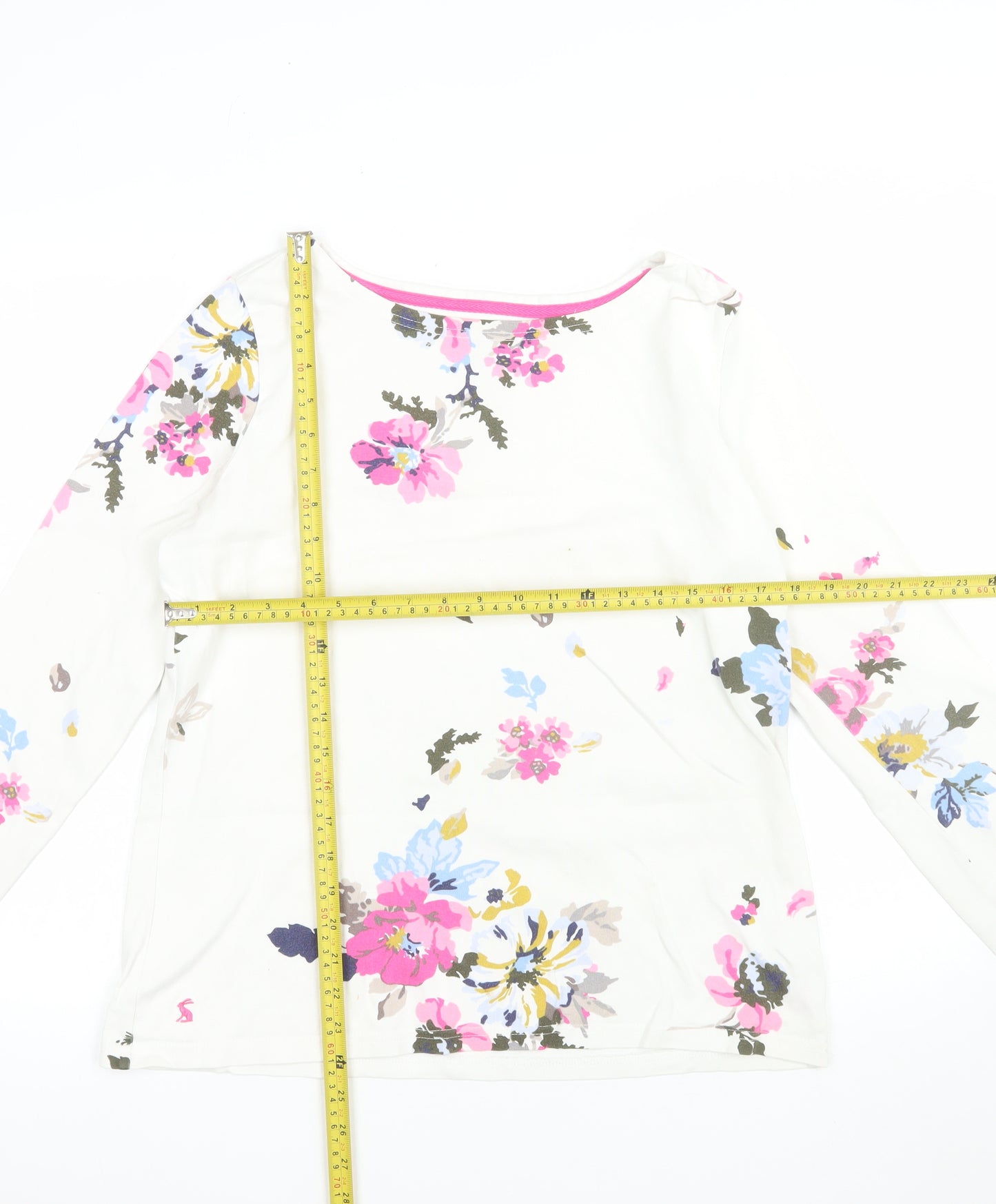 Joules Women’s White Floral Long Sleeve Cotton T-Shirt UK 12