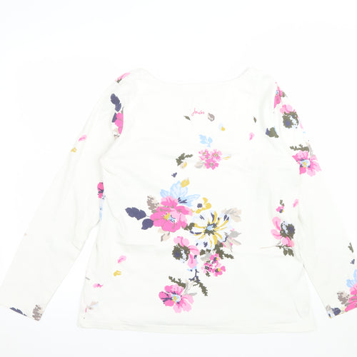 Joules Women’s White Floral Long Sleeve Cotton T-Shirt UK 12
