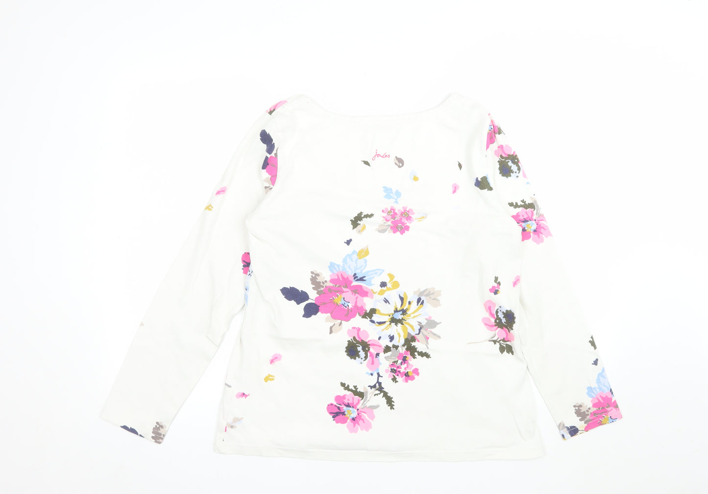 Joules Women’s White Floral Long Sleeve Cotton T-Shirt UK 12