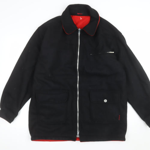 Marlboro Mens Black Wool Zip Jacket S Western Workwear Vintage