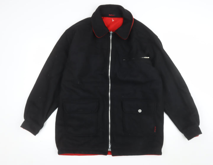 Marlboro Mens Black Wool Zip Jacket S Western Workwear Vintage