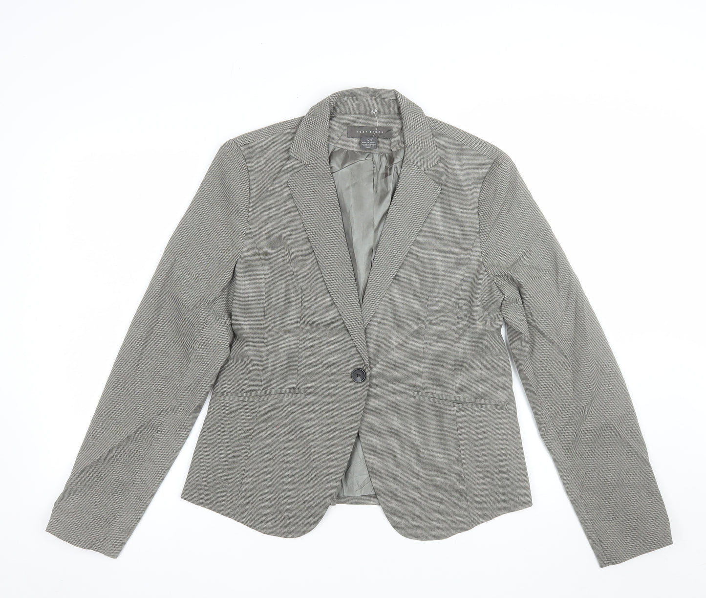 Suzy Shier Women's Grey Houndstooth Tailored Blazer Size 14