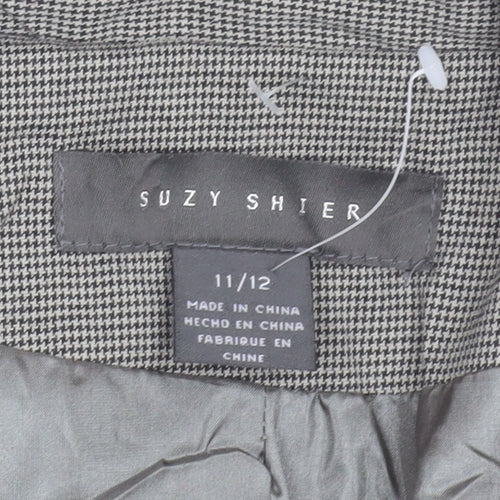 Suzy Shier Women's Grey Houndstooth Tailored Blazer Size 14