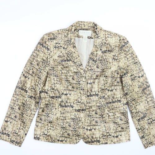 Norton McNaughton Women's Beige Animal Print Polyester Blazer Size 8