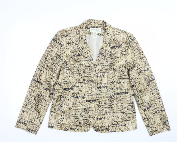 Norton McNaughton Women's Beige Animal Print Polyester Blazer Size 8