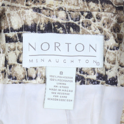 Norton McNaughton Women's Beige Animal Print Polyester Blazer Size 8
