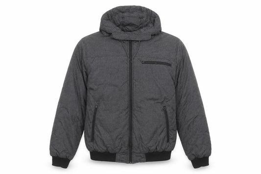 Twisted Soul Men's Grey Hooded Bomber Jacket Size L Polyester Winter