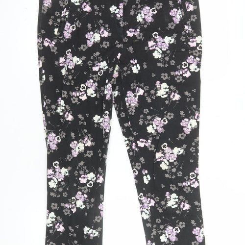 Red Herring Womens Black Floral Slim Fit Stretch Trousers Size 10