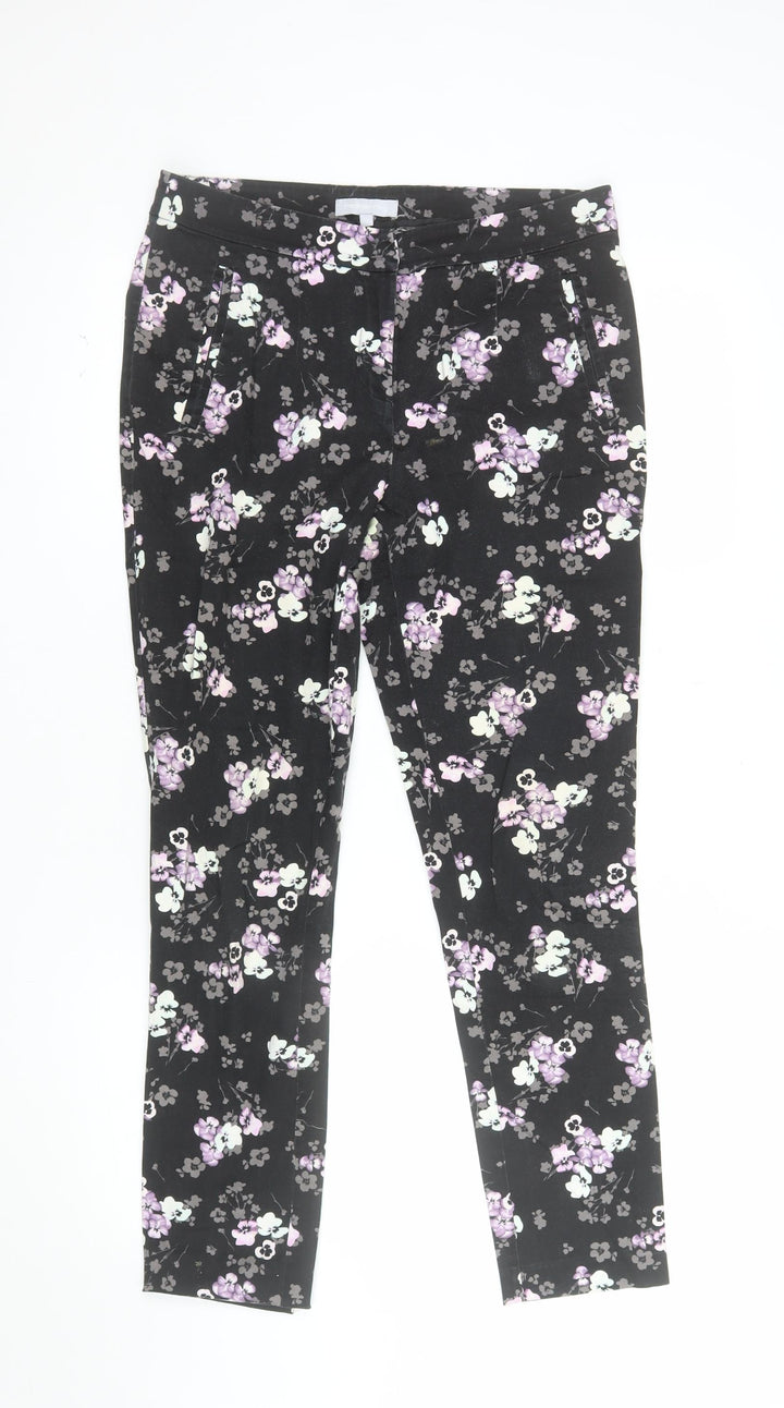 Red Herring Womens Black Floral Slim Fit Stretch Trousers Size 10