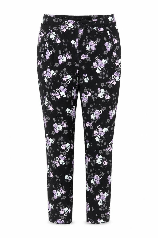 Red Herring Womens Black Floral Slim Fit Stretch Trousers Size 10