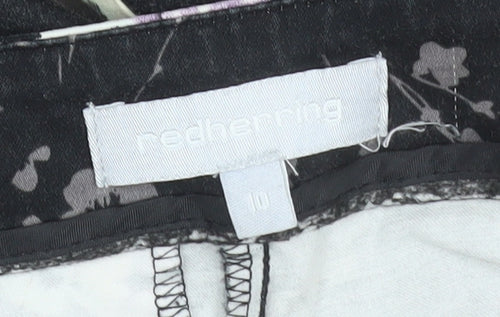 Red Herring Womens Black Floral Slim Fit Stretch Trousers Size 10