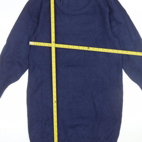 Next Women Blue Knit Jumper Dress Size 14 Long Sleeve Crew Neck