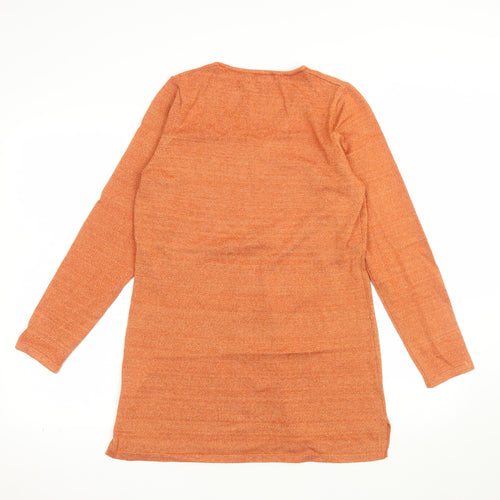 Michele Hope Womens Orange V-Neck Knit Jumper Size 10/12