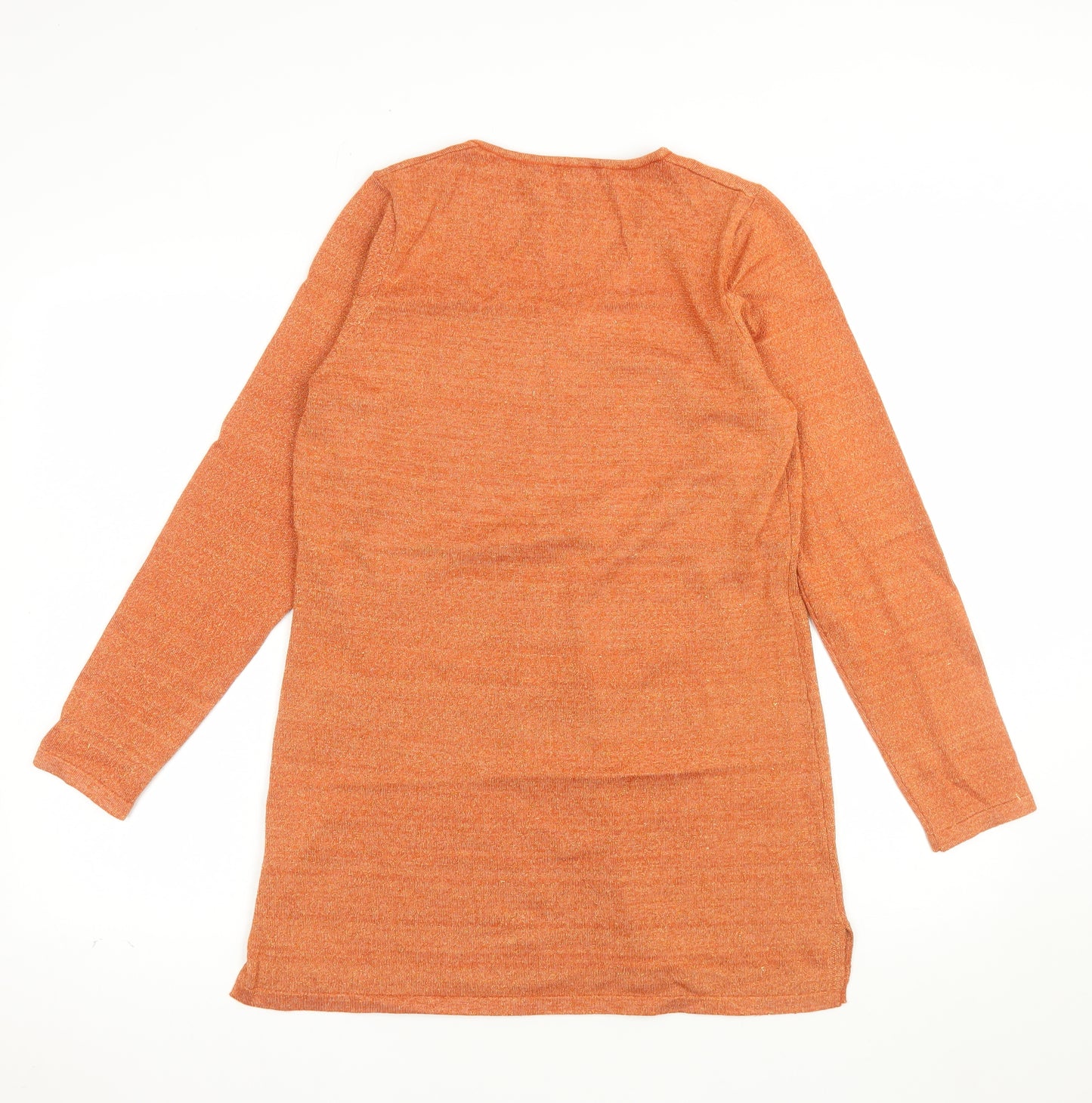 Michele Hope Womens Orange V-Neck Knit Jumper Size 10/12
