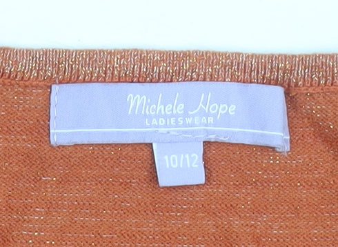 Michele Hope Womens Orange V-Neck Knit Jumper Size 10/12
