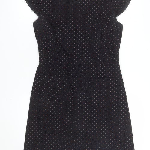 Next Women's Black Polka Dot Shift Dress Size 10 Short Sleeve