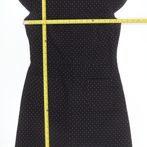 Next Women's Black Polka Dot Shift Dress Size 10 Short Sleeve