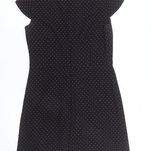 Next Women's Black Polka Dot Shift Dress Size 10 Short Sleeve