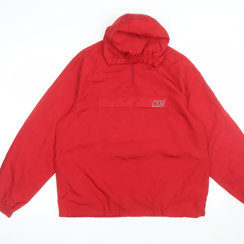 Nike Womens Red XL Windbreaker Hooded Jacket Lightweight