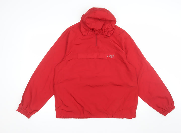Nike Womens Red XL Windbreaker Hooded Jacket Lightweight