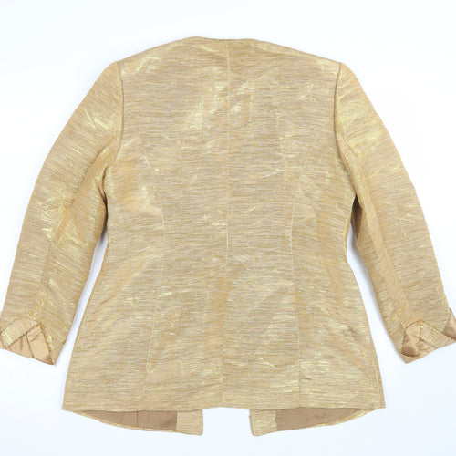Milano Women Gold Blazer Size 12 Ruffle Trim Formal Jacket
