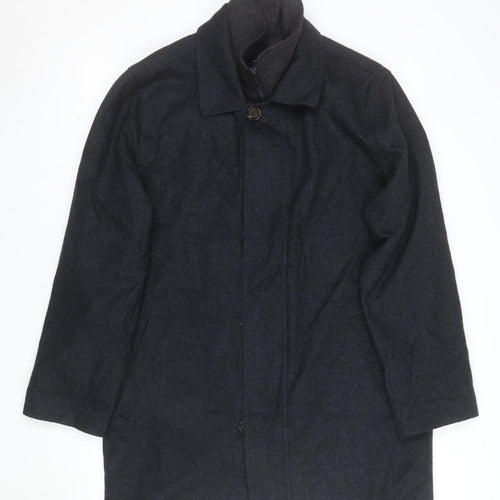 Chaps Men's Black Wool Blend Mid-Length Overcoat Size 38R