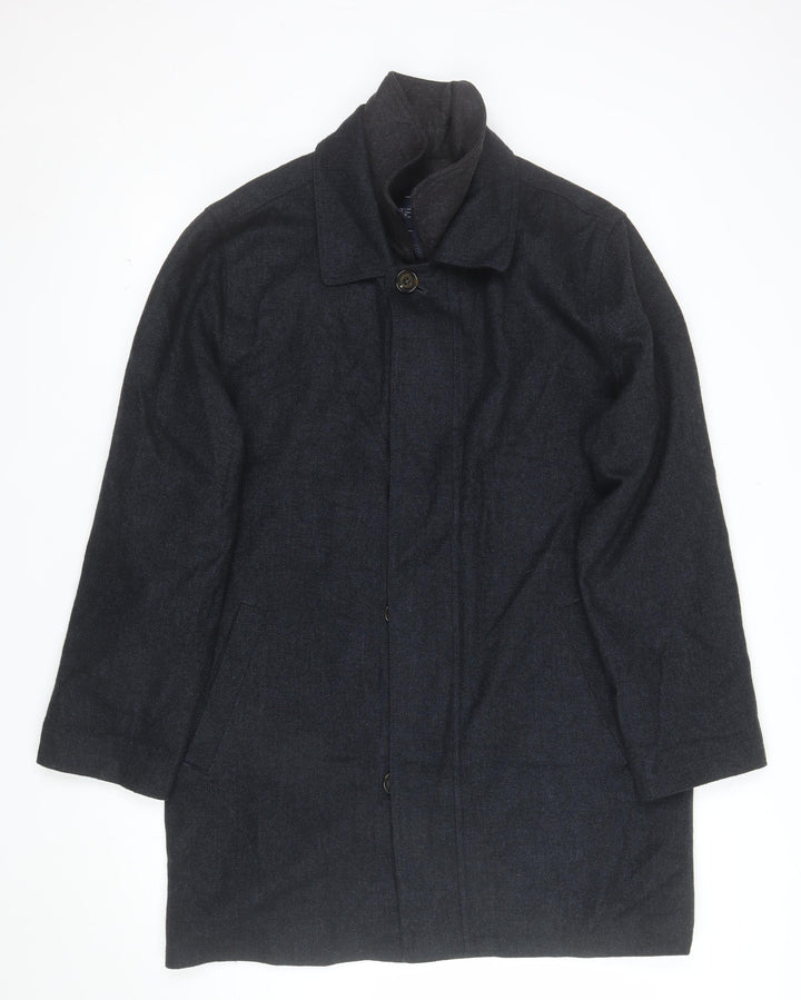 Chaps Men's Black Wool Blend Mid-Length Overcoat Size 38R