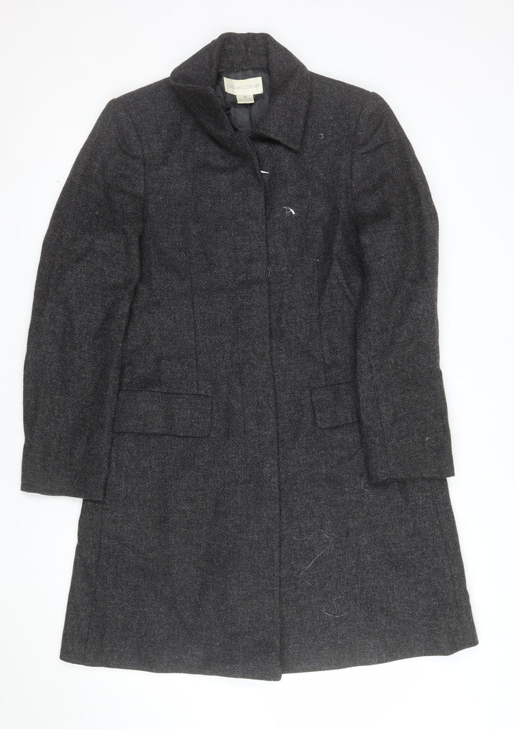 Casual Corner Women's Grey Wool Long Overcoat Size 10