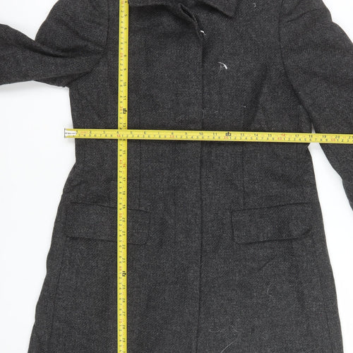 Casual Corner Women's Grey Wool Long Overcoat Size 10