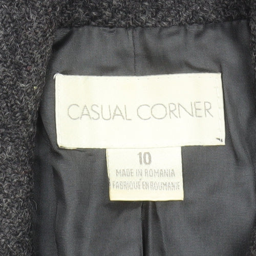 Casual Corner Women's Grey Wool Long Overcoat Size 10