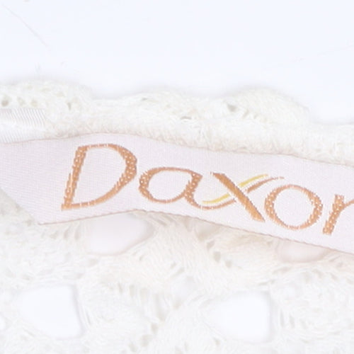 Daxon Women Ivory Lace Cardigan Size 28 V-Neck Short Sleeve