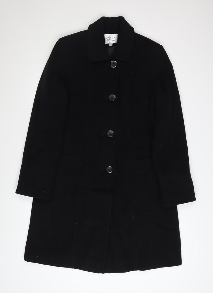 Cleo Petites Women’s Black Wool Blend Mid-Length Coat Size 6