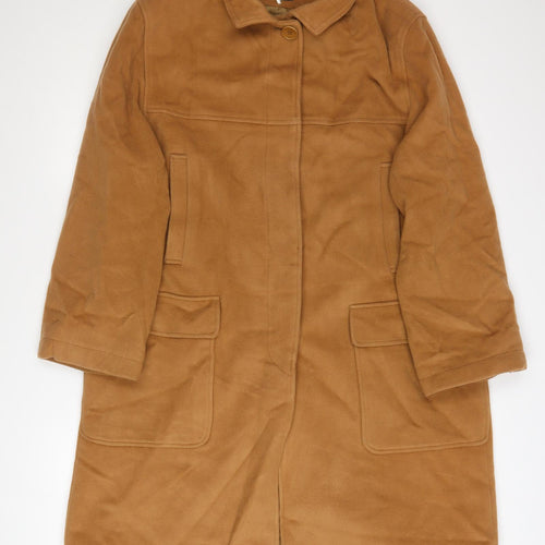 Calvin Klein Women's Brown Wool Blend Long Overcoat Size 12