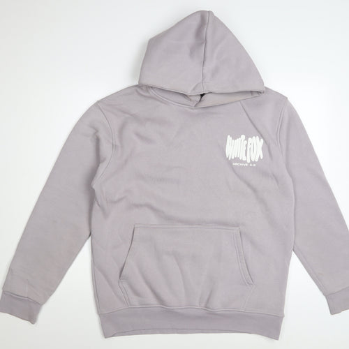 White Fox Women’s Grey Pullover Hoodie XL Cotton Logo Print