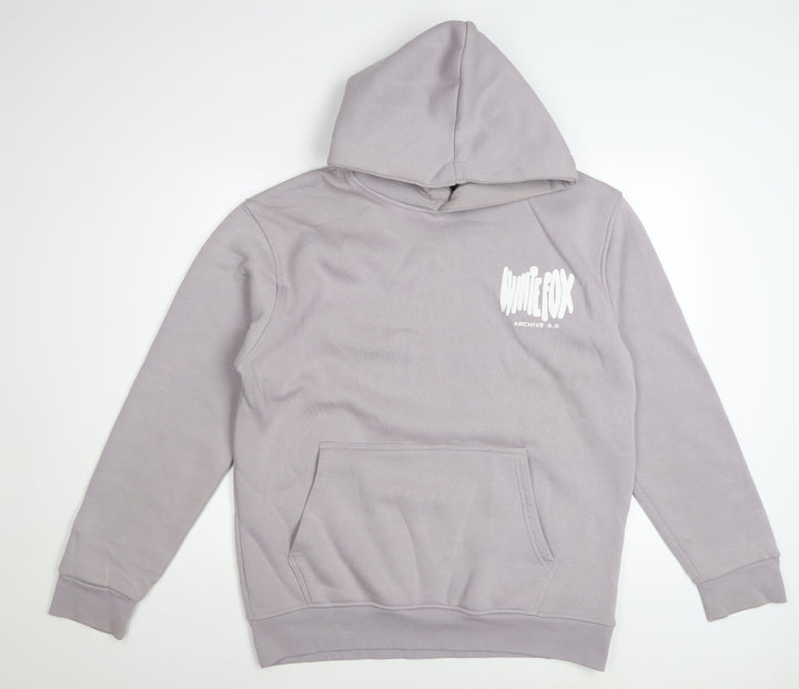 White Fox Women’s Grey Pullover Hoodie XL Cotton Logo Print