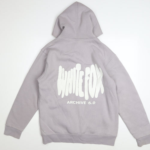 White Fox Women’s Grey Pullover Hoodie XL Cotton Logo Print