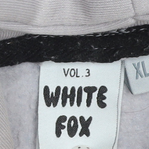 White Fox Women’s Grey Pullover Hoodie XL Cotton Logo Print