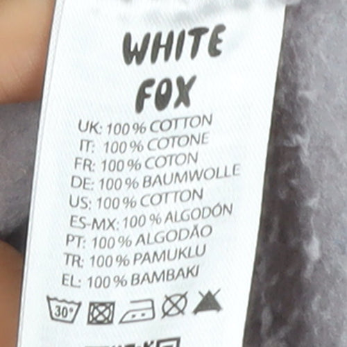 White Fox Women’s Grey Pullover Hoodie XL Cotton Logo Print
